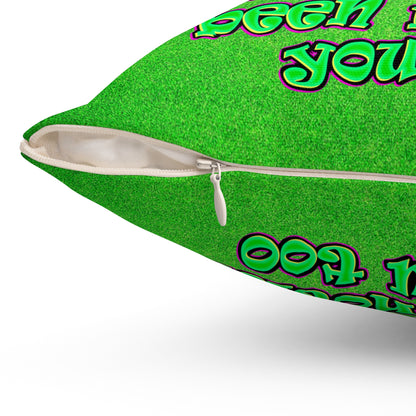 noticed you noticing - Spun Polyester Square Pillow - (green turf)