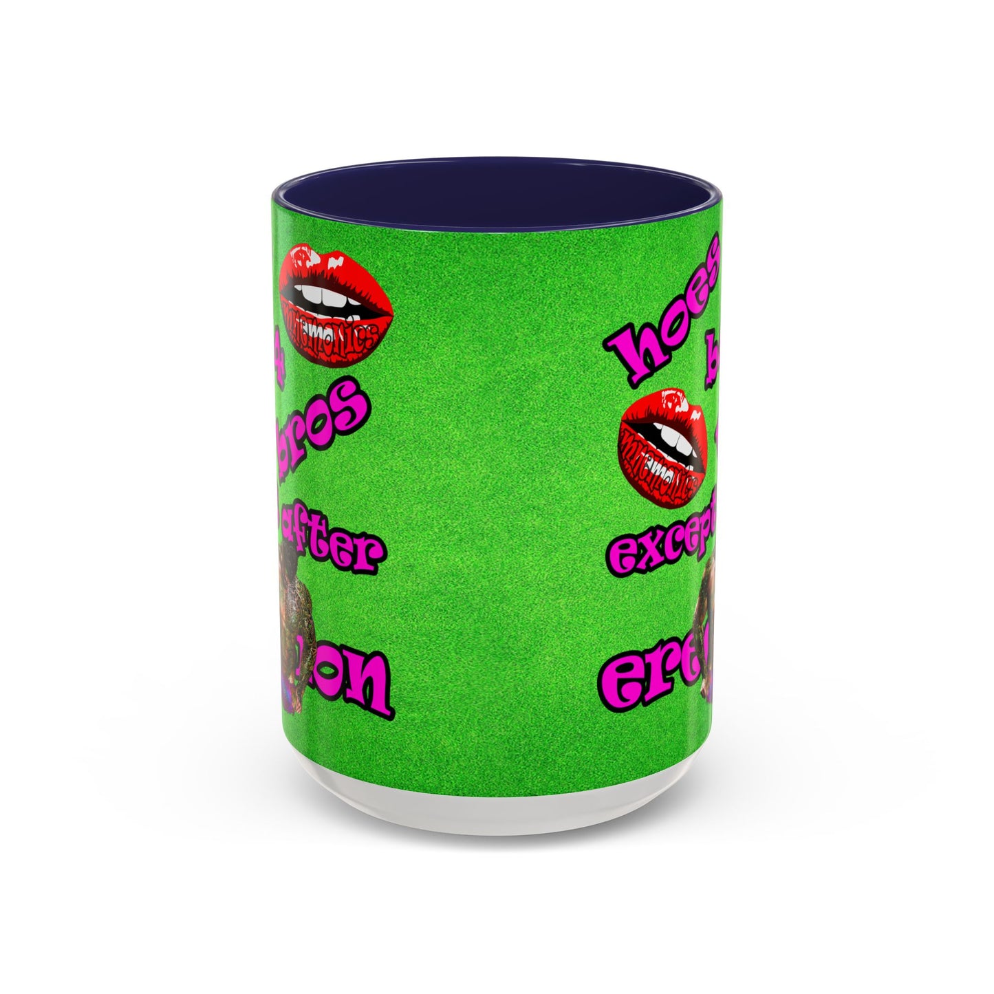 hoes b4 bros - Accent Mug (green turf)