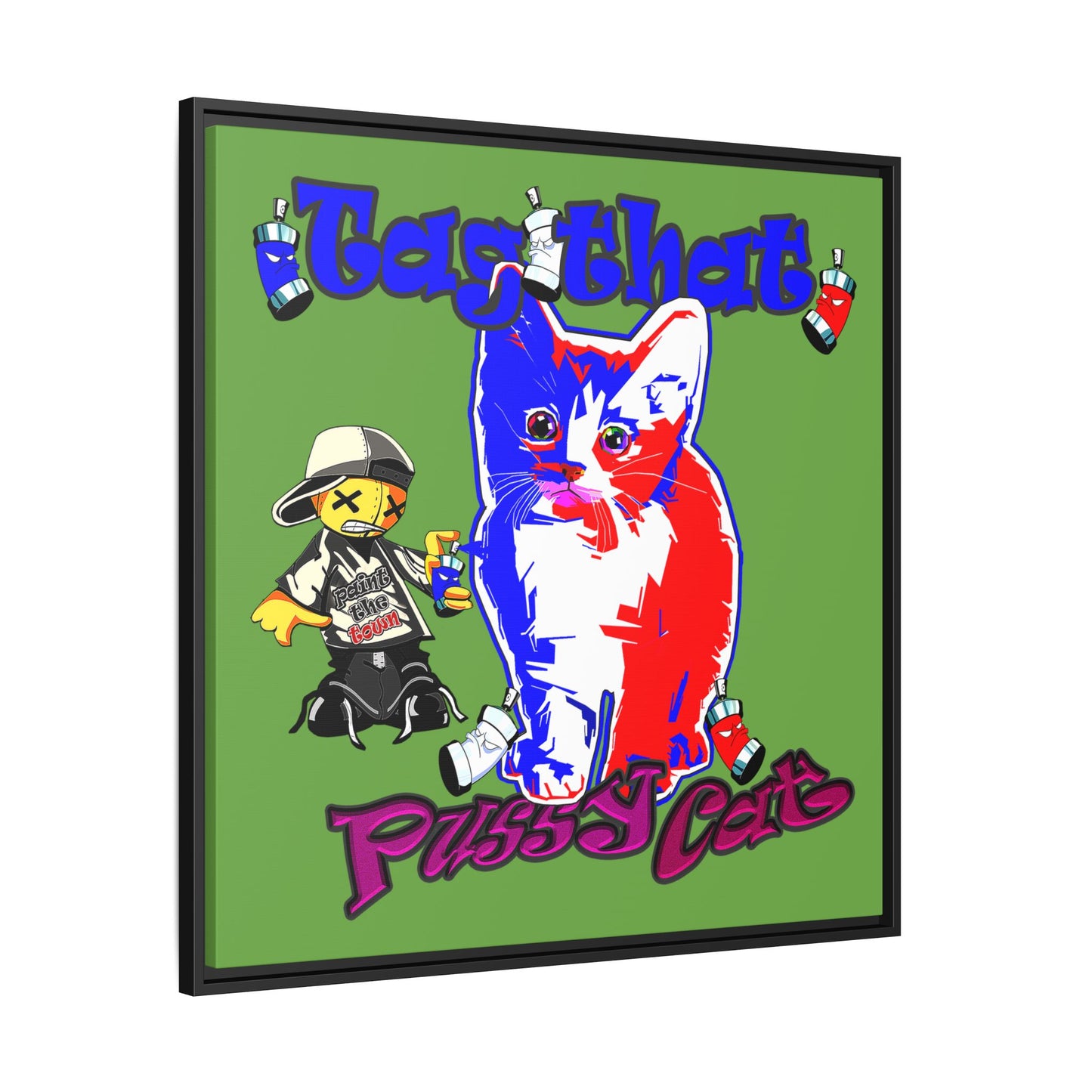 tag that - framed canvas art (green)