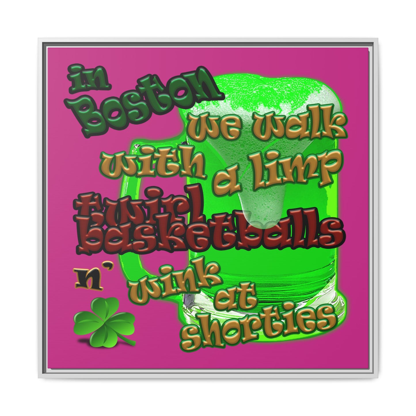 celtics logo - framed canvas art (pink)