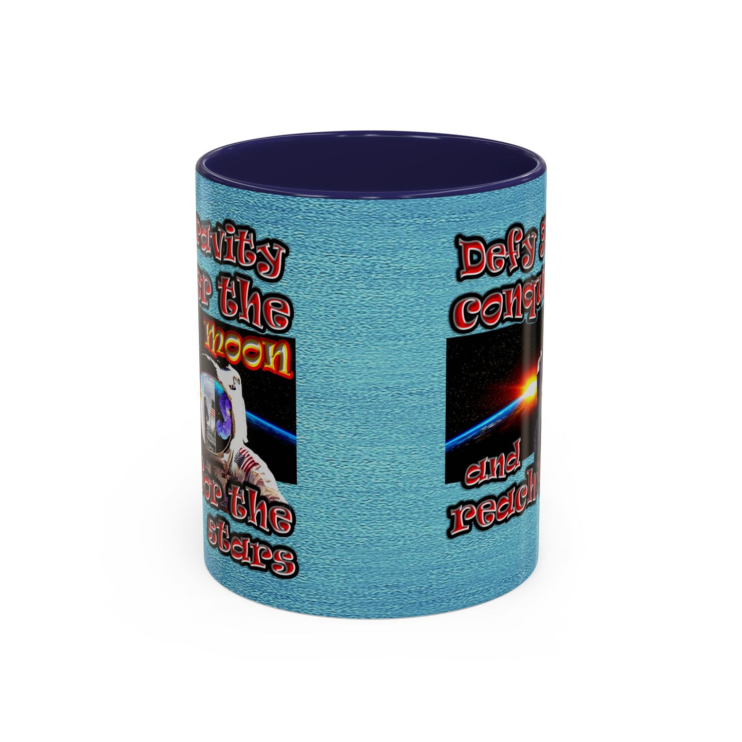 defy conquer reach - Accent Mug (faded blue)