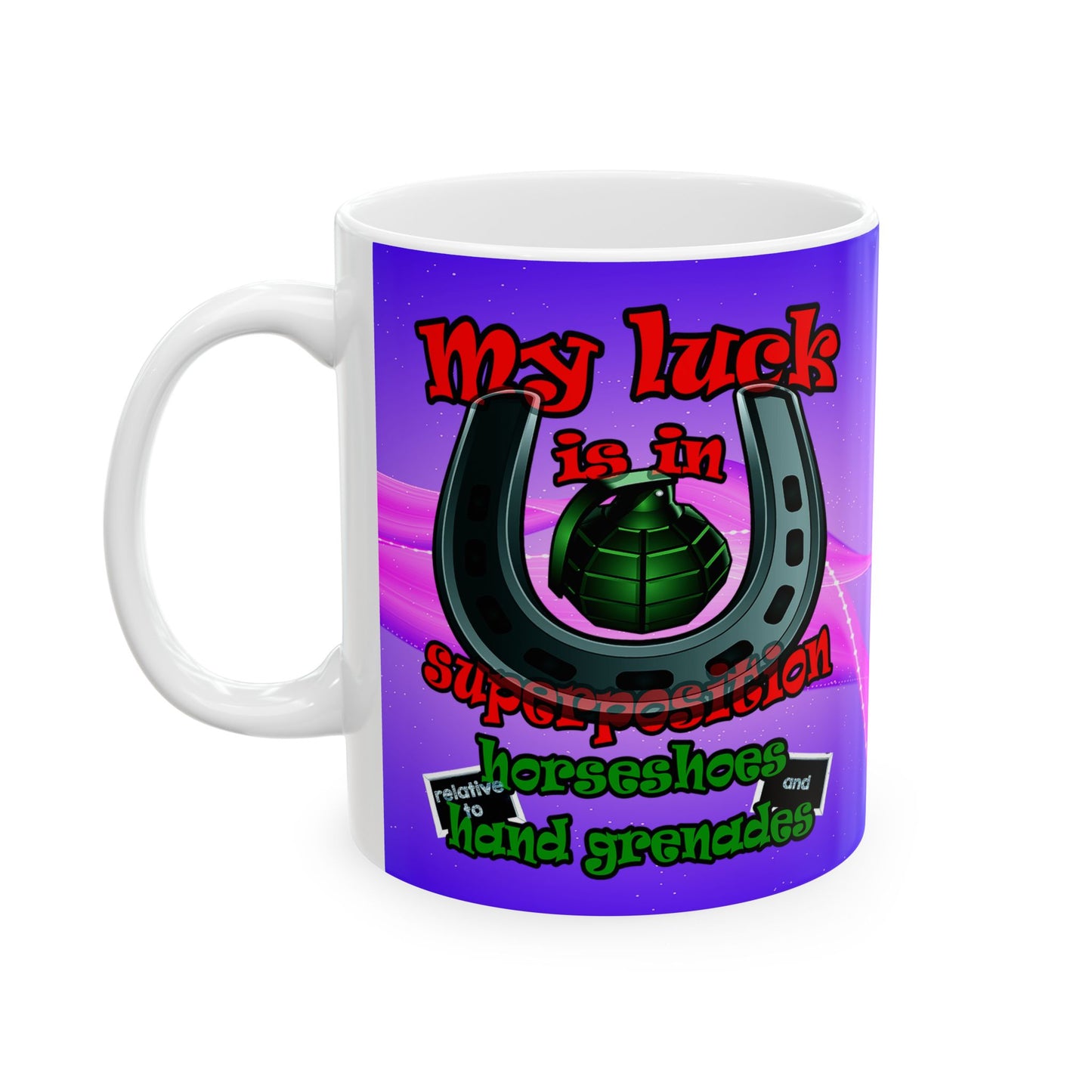 my luck - White Mug (purple-pink wave)
