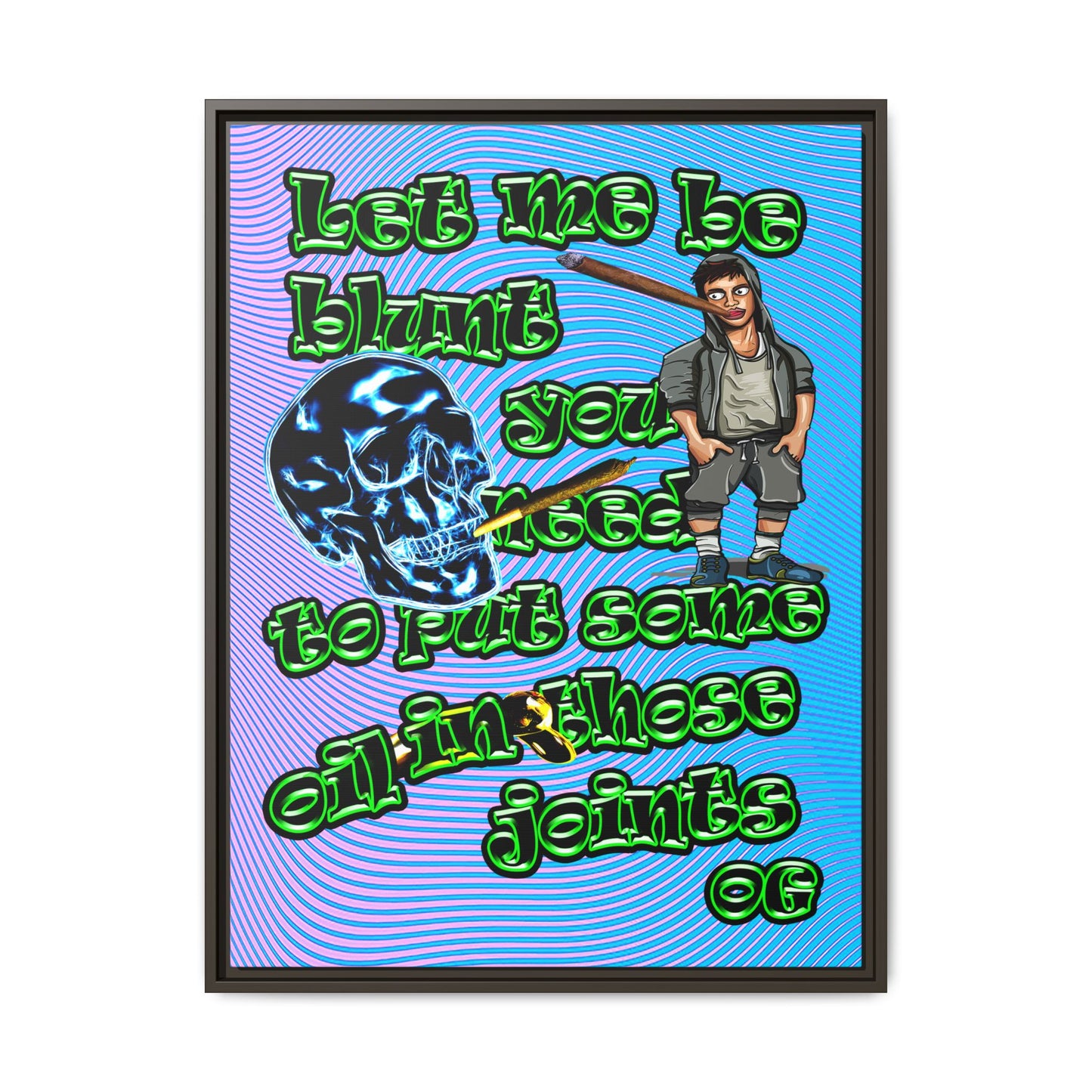 og - framed canvas art (light blue-purple wave)