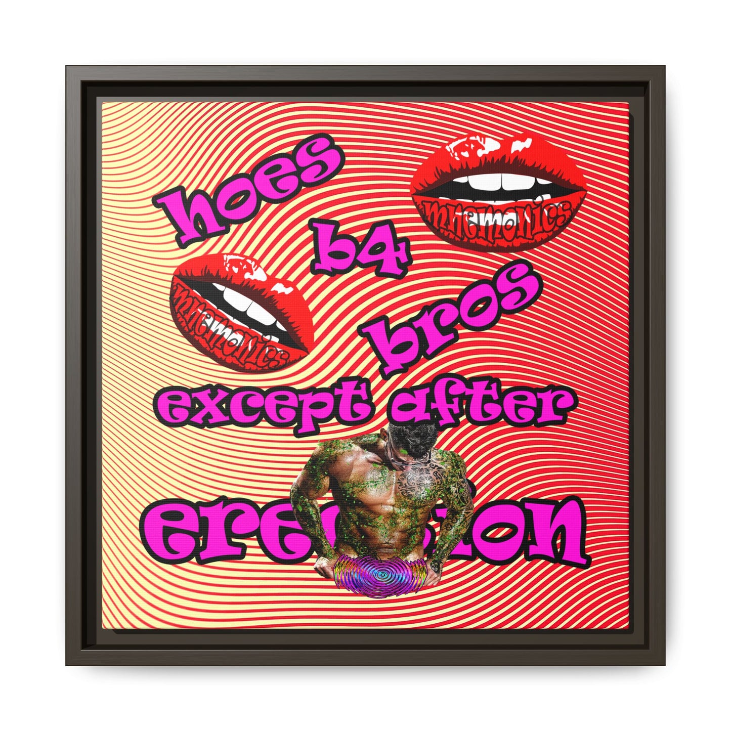 hoes b4 bros - framed canvas art (yellow-orange wave)