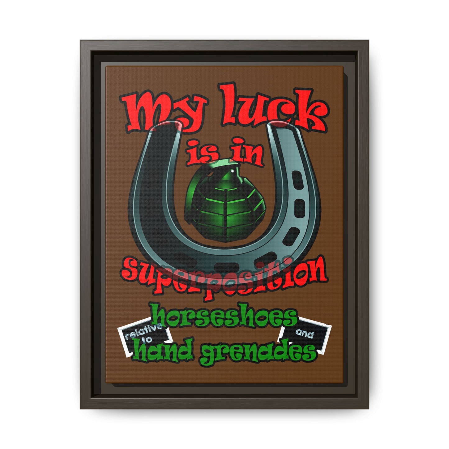my luck - framed canvas art (brown)