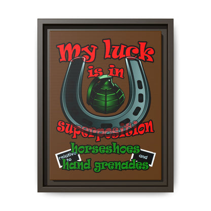 my luck - framed canvas art (brown)