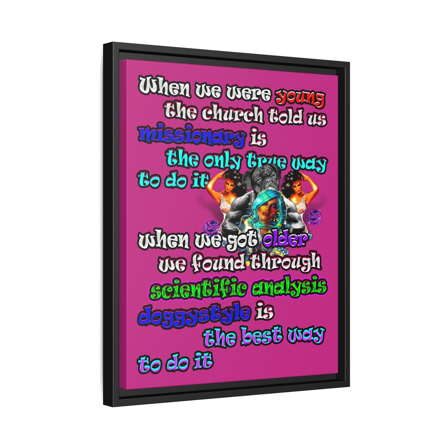 doggystyle - framed canvas art (pink)