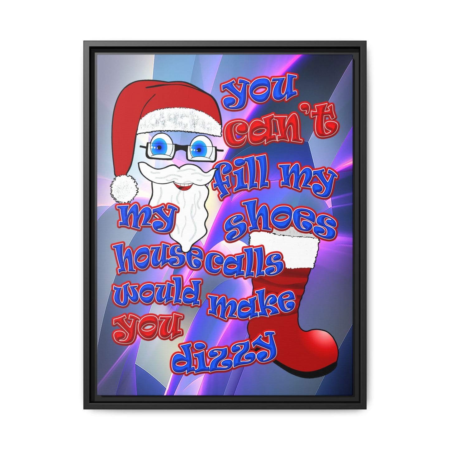 santa's shoes - framed canvas art (grey-pink wave)