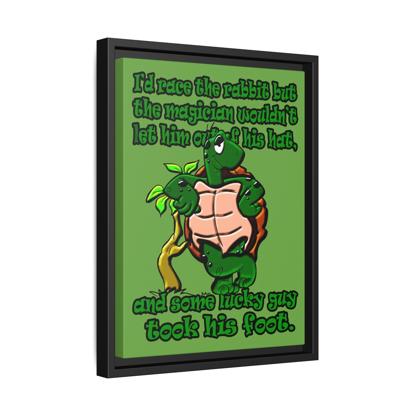 turtle race - framed canvas art (green)