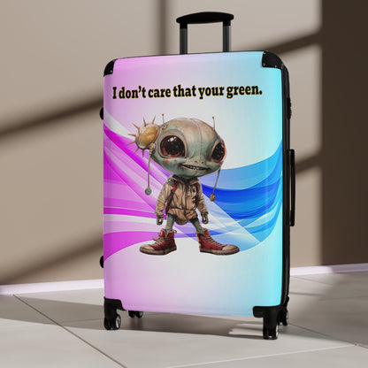 I don't care that your green - Suitcase (light blue-pink wave)