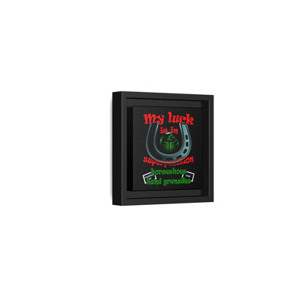 my luck - framed canvas art (black)