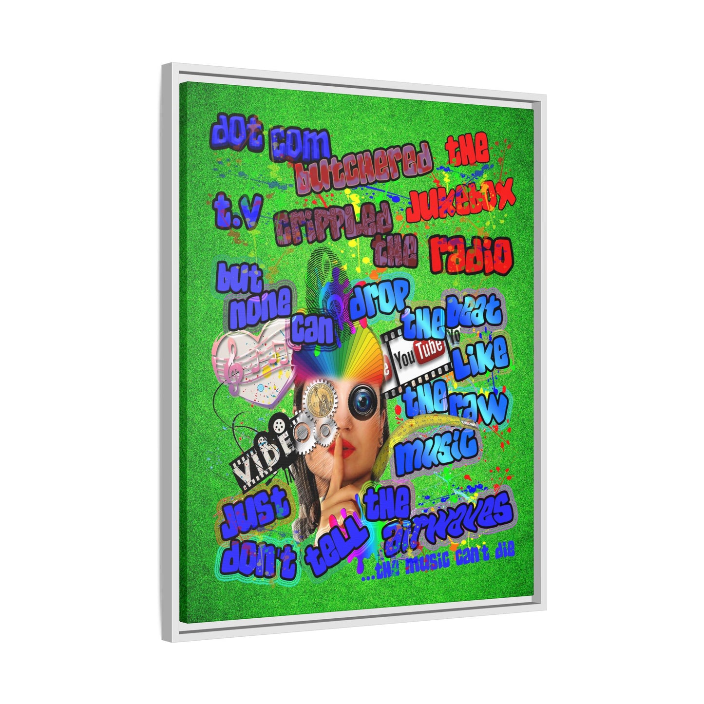drop the beat - framed canvas art (green turf)