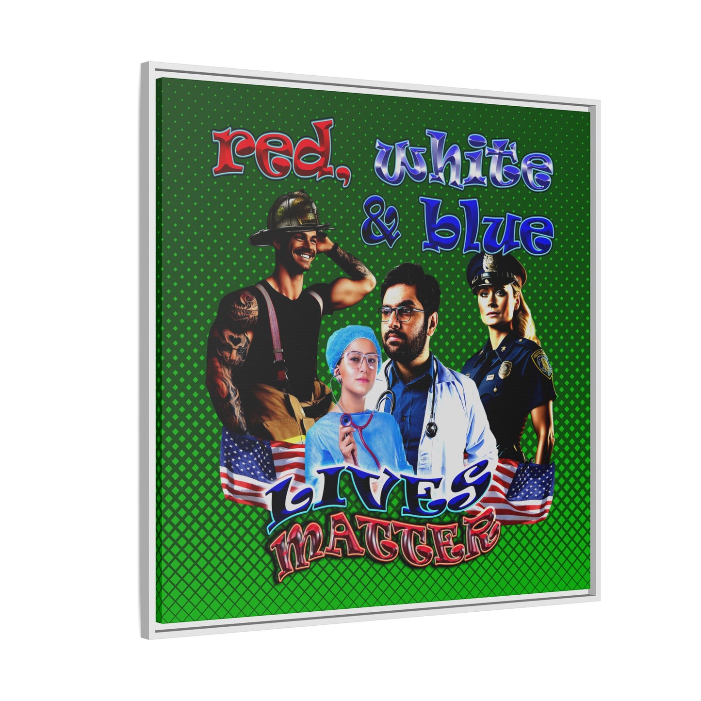 rw&b lives matter - framed canvas art (logo green)
