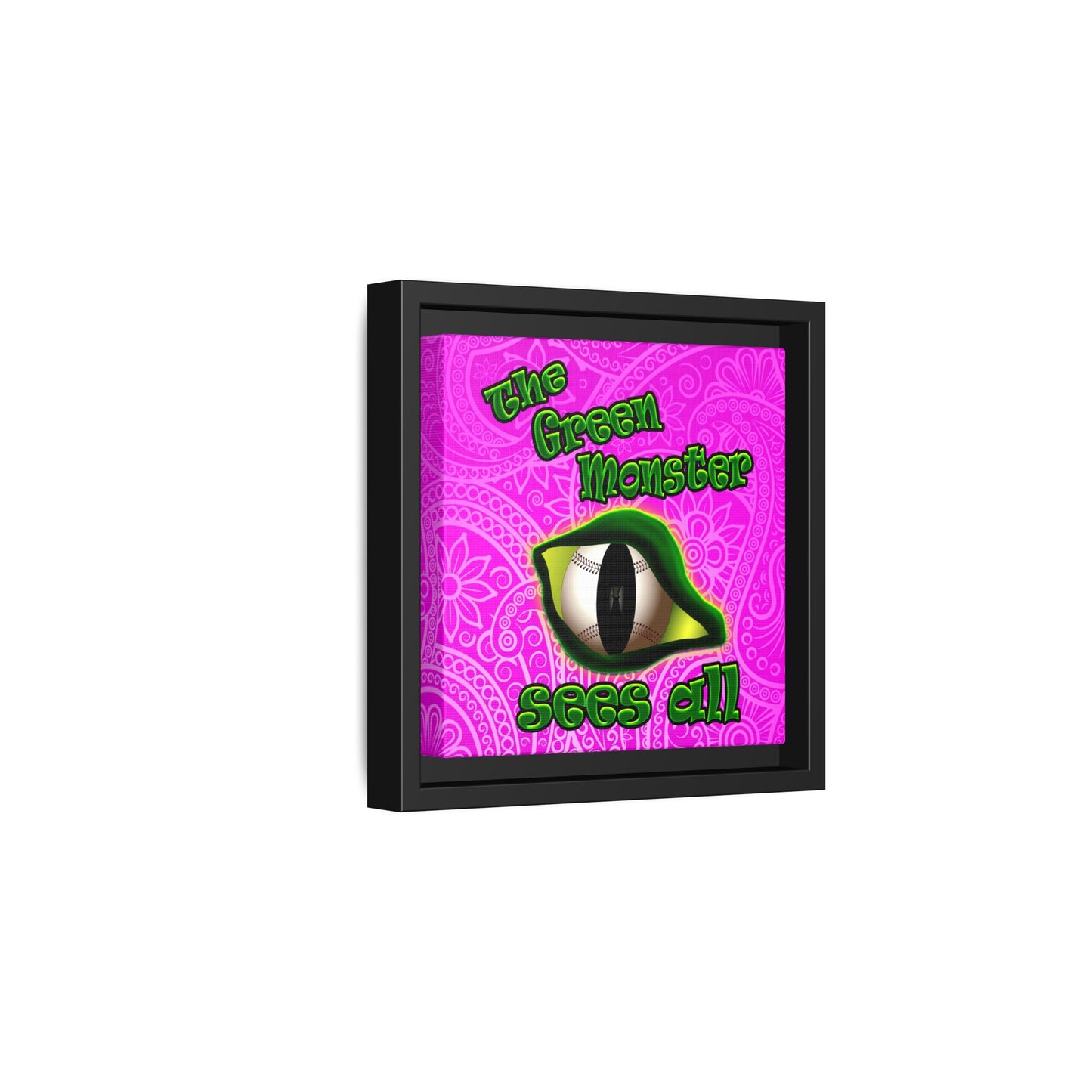 green monster - framed canvas art (pink swirl)