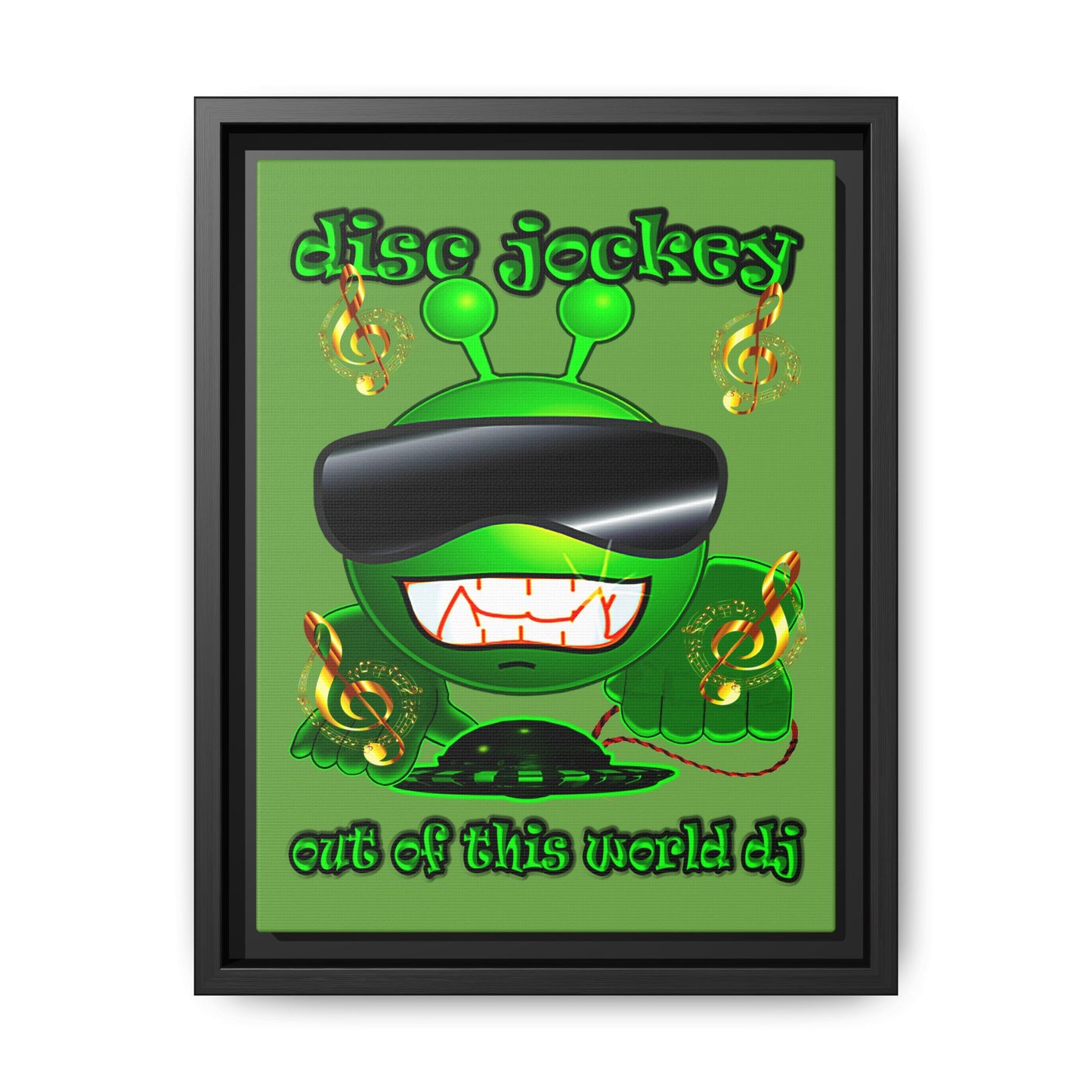 disc jockey - framed canvas art (green)