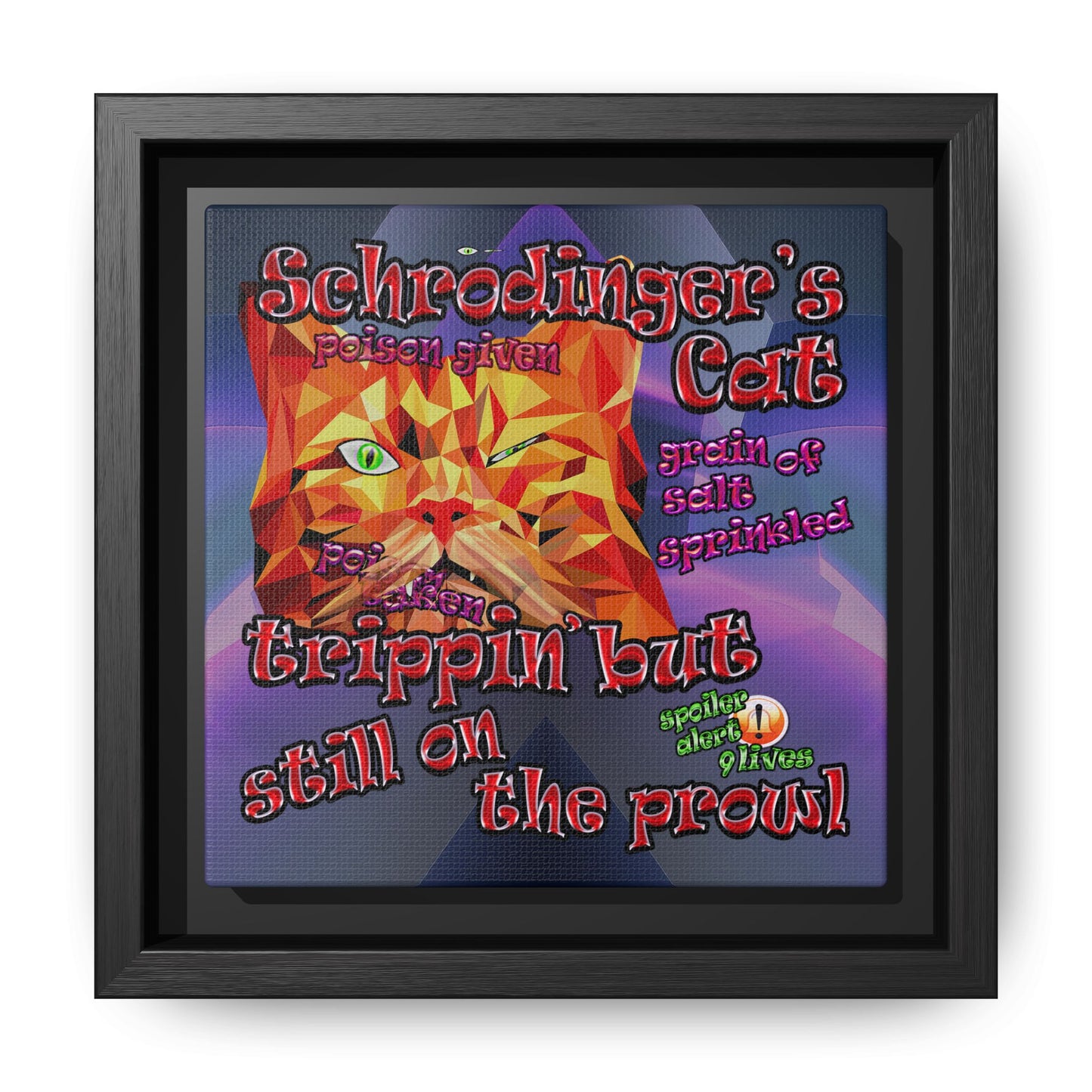 schrodinger's cat - framed canvas art (grey-pink wave)
