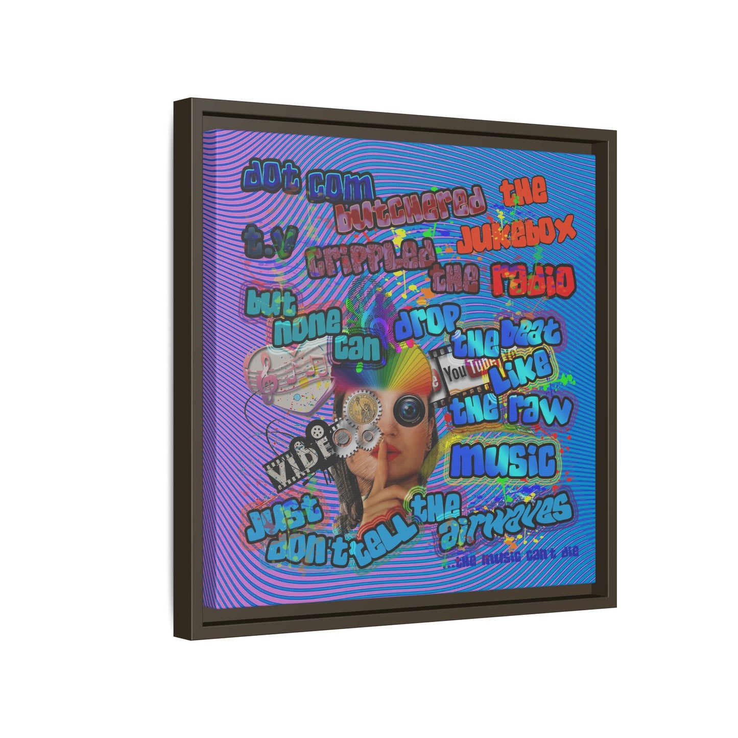 drop the beat - framed canvas art (light blue-purple wave)