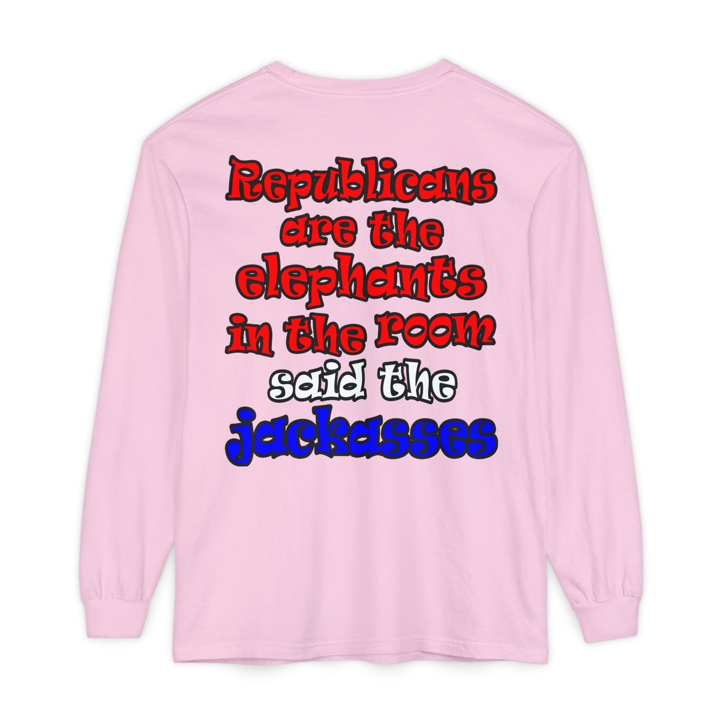 donkeys and elephants - Unisex Garment-dyed Long Sleeve T-Shirt