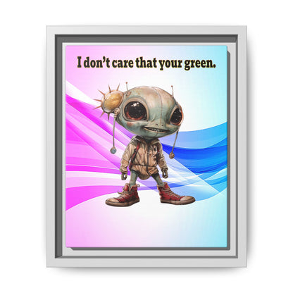 I don't care that your green - framed canvas art (light blue-pink wave)