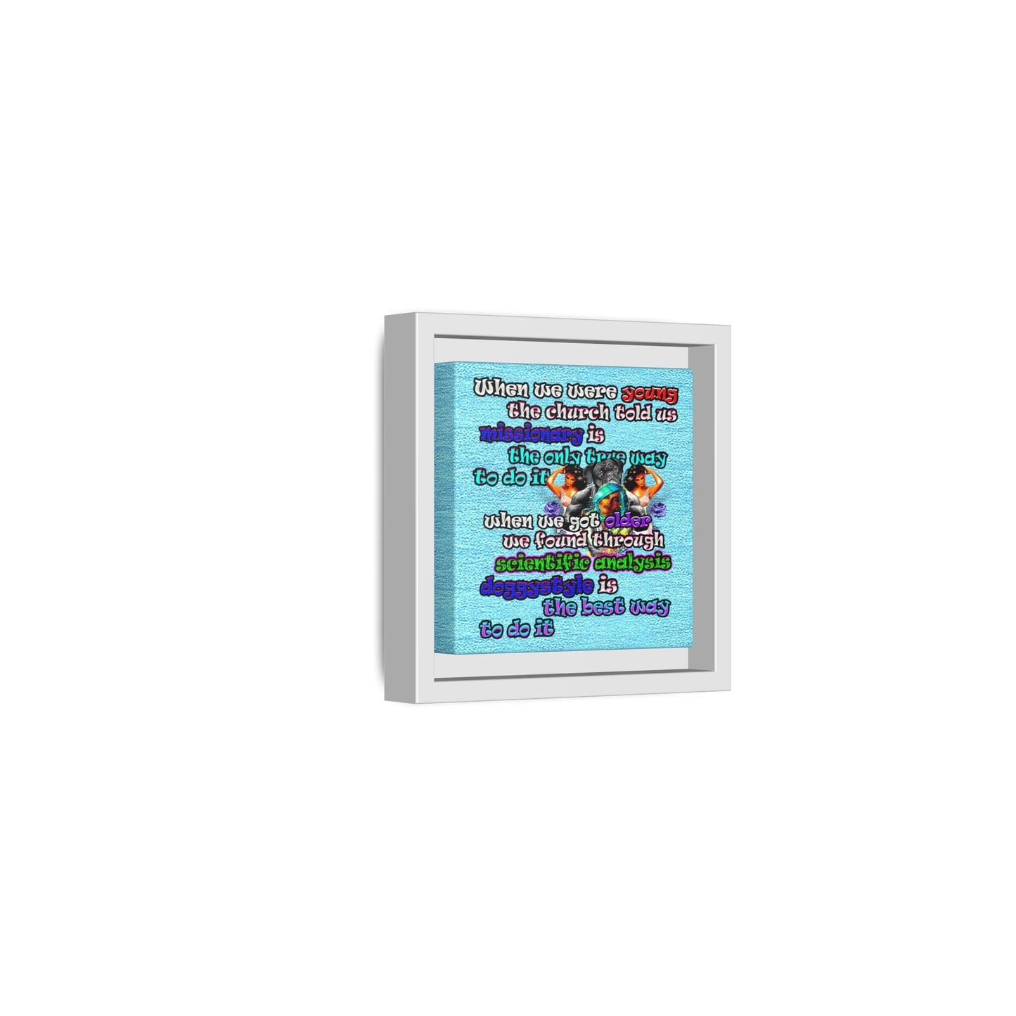 doggystyle - framed canvas art (faded blue)