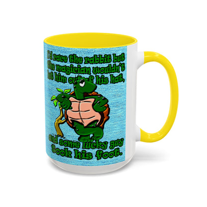 turtle race - Accent Mug (faded dark blue)