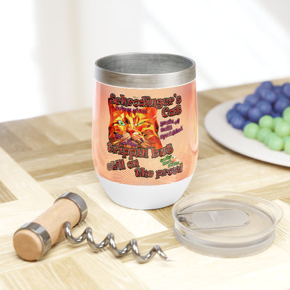schrodinger's cat - Chill Wine Tumbler (yellow-orange wave)