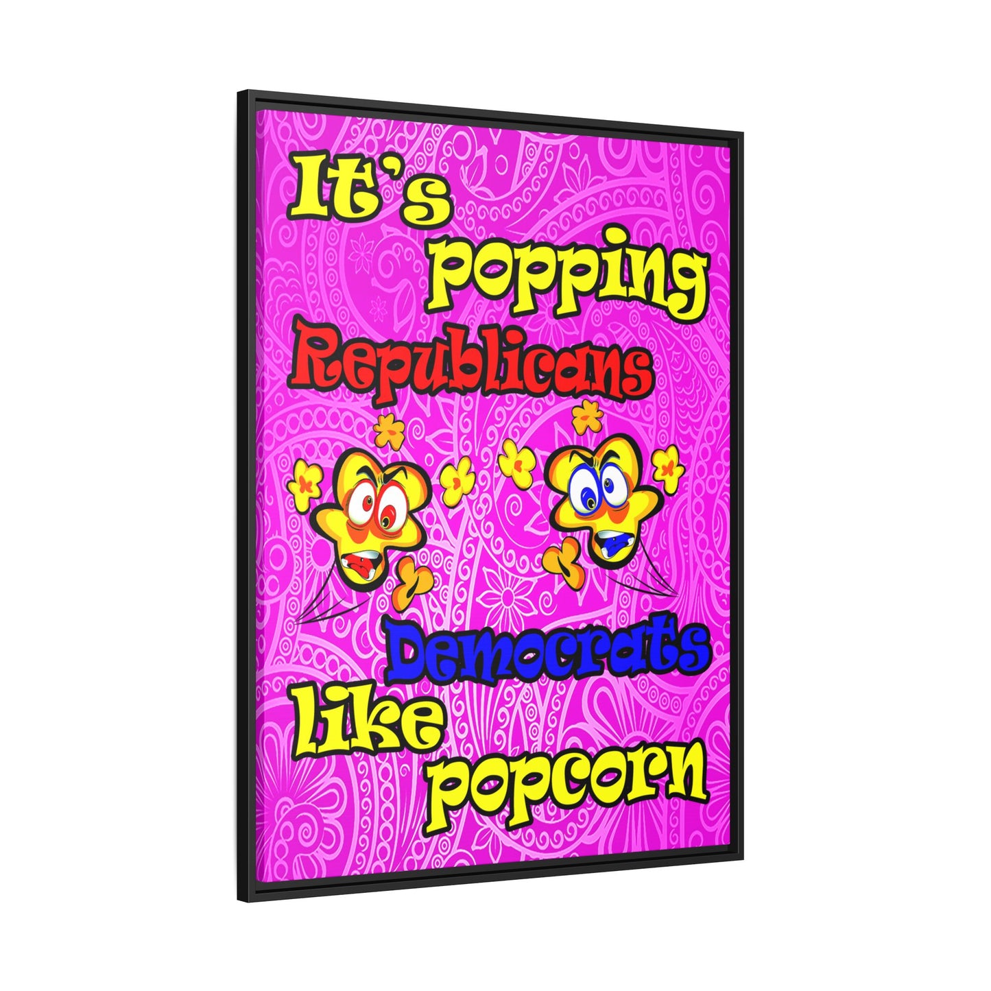 popping like popcorn - framed canvas art (pink swirl)