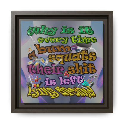the bum's shit - framed canvas art (grey-pink wave)