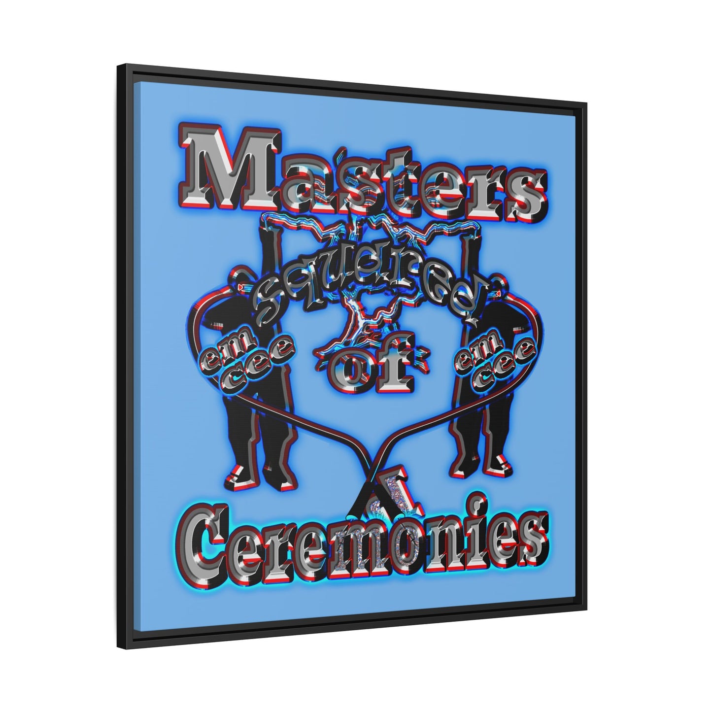 em cee squared - framed canvas art (light blue)