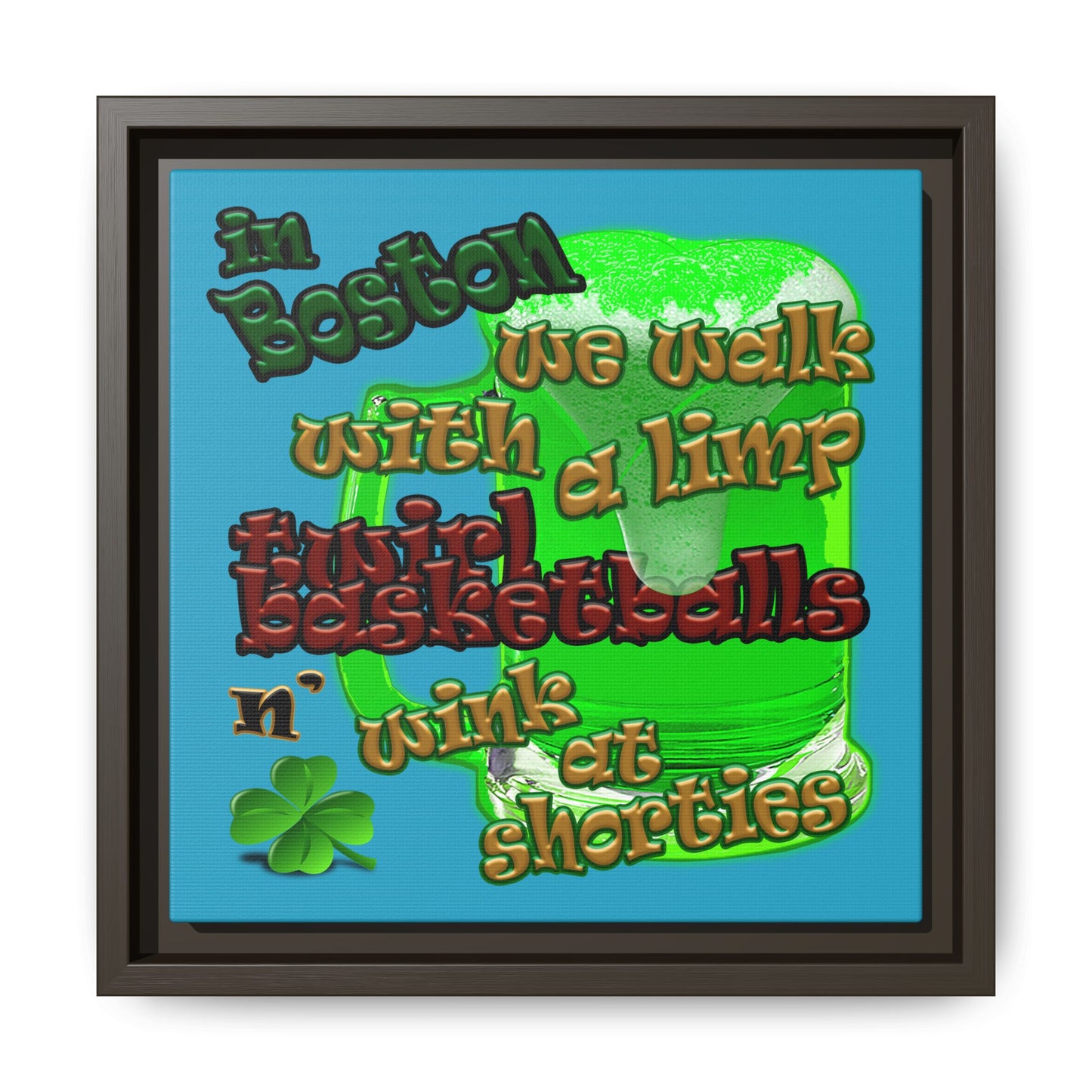 celtics logo - framed canvas art (turquoise)