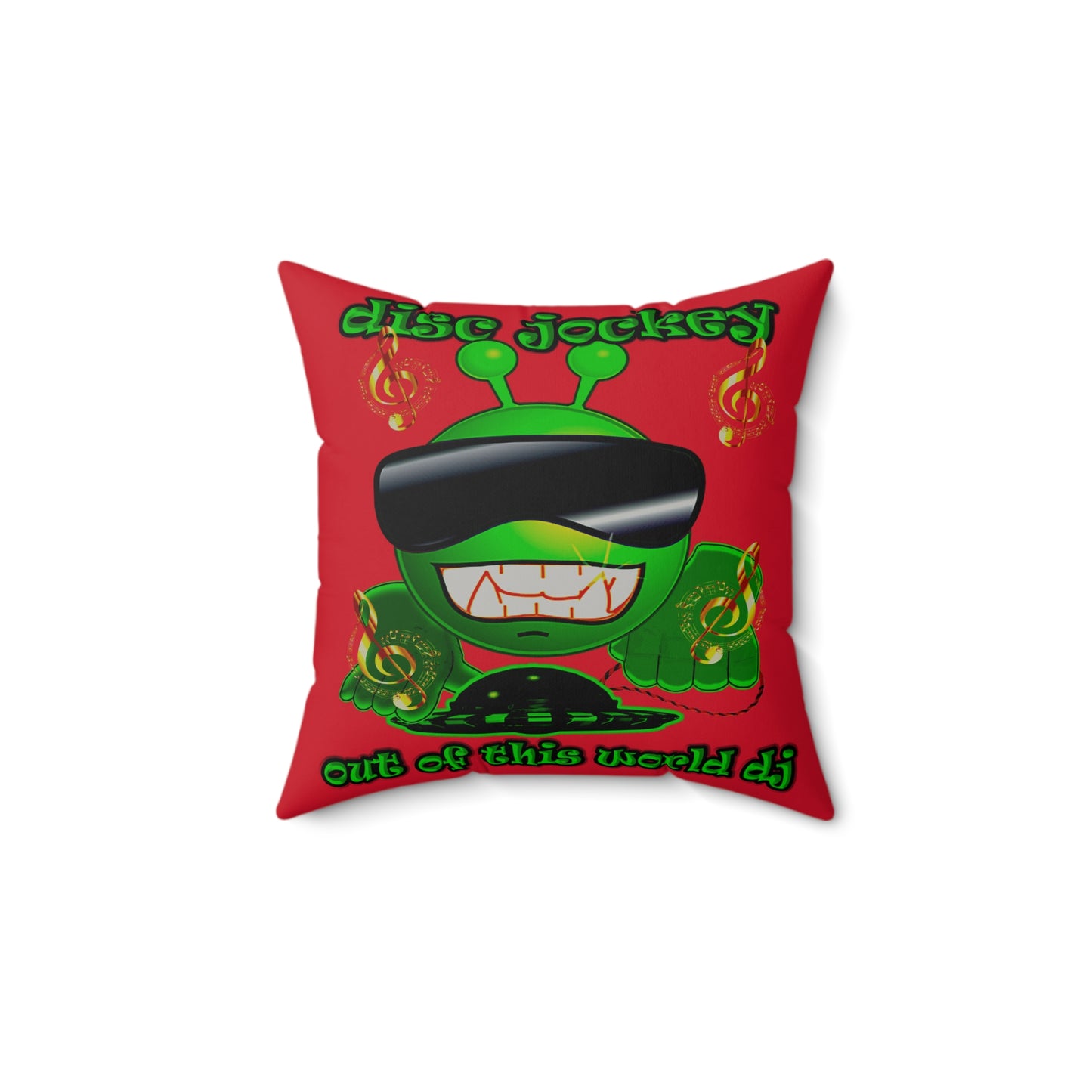 disc jockey - Faux Suede Square Pillow - (dark red)