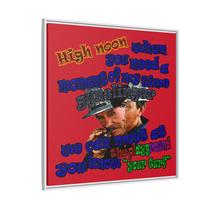 high noon - framed canvas art (dark red)