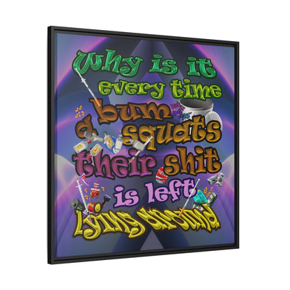 the bum's shit - framed canvas art (grey-pink wave)