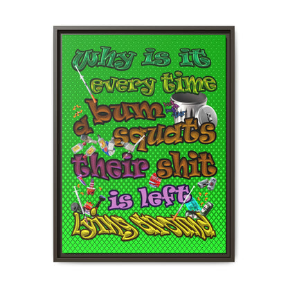 the bum's shit - framed canvas art (logo green)