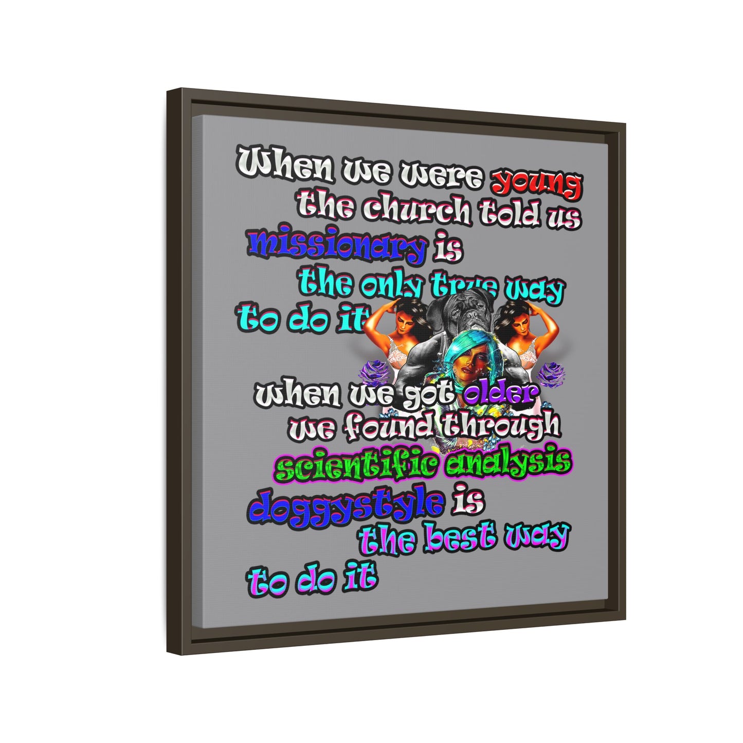 doggystyle - framed canvas art (grey)