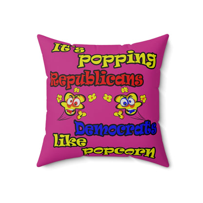 popping like popcorn - Spun Polyester Square Pillow - (pink)