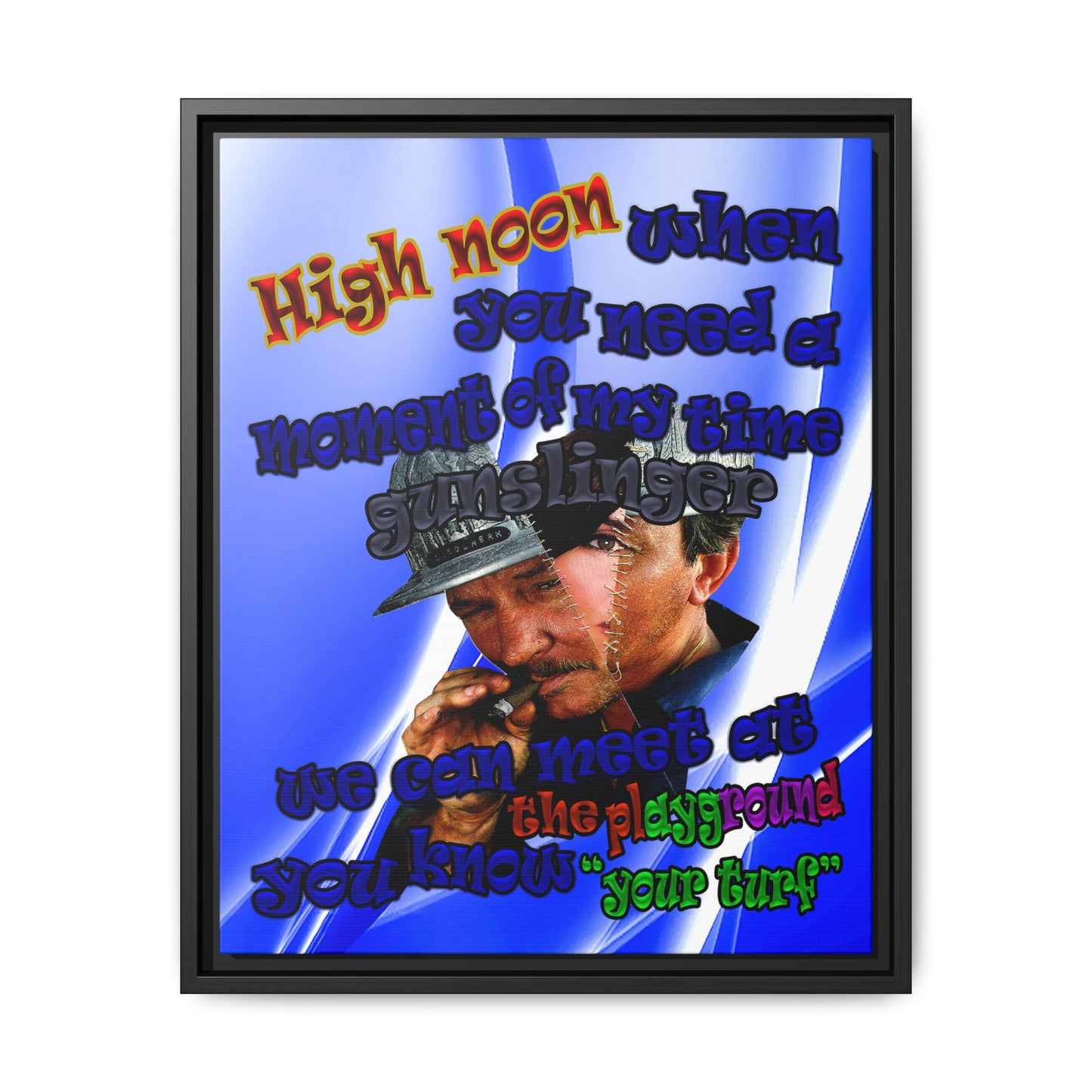 high noon - framed canvas art (blue-white wave)