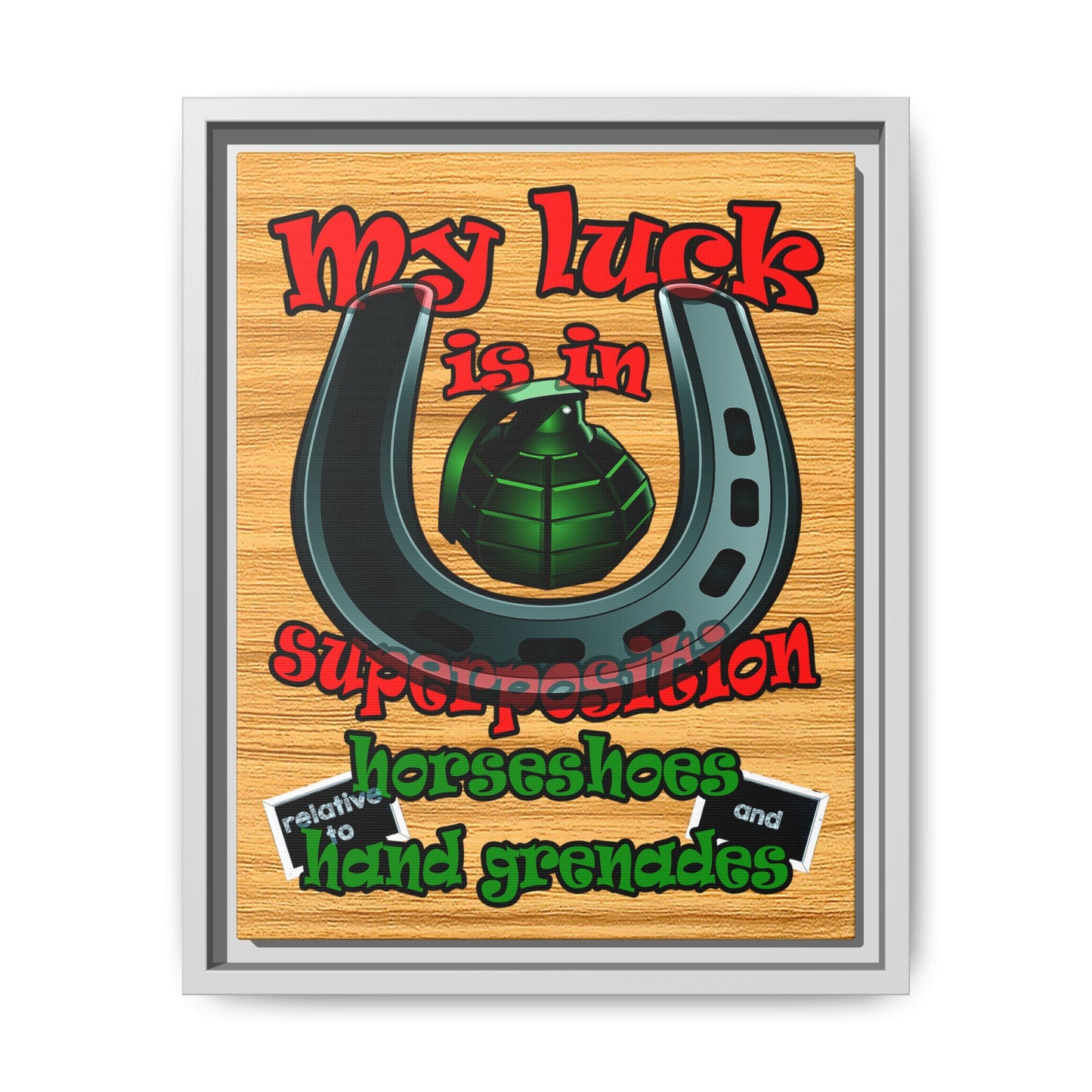 my luck - framed canvas art (butterscotch wood finish)