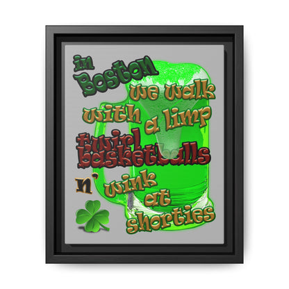 celtics logo - framed canvas art (light grey)