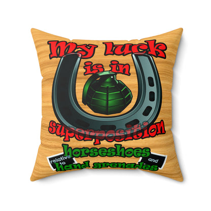 my luck - Faux Suede Square Pillow - (butterscotch wood finish)