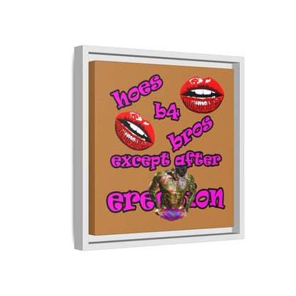 hoes b4 bros - framed canvas art (light brown)