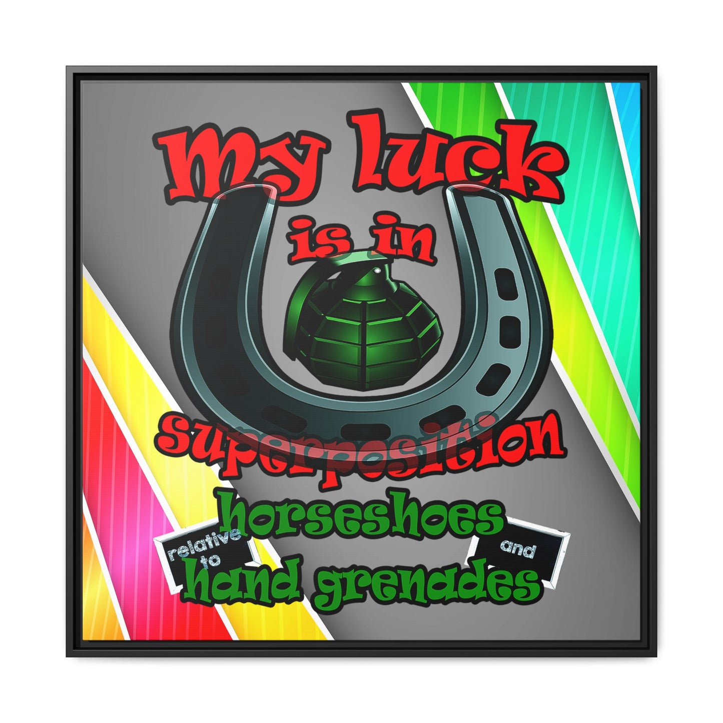 my luck - framed canvas art (rainbow split)