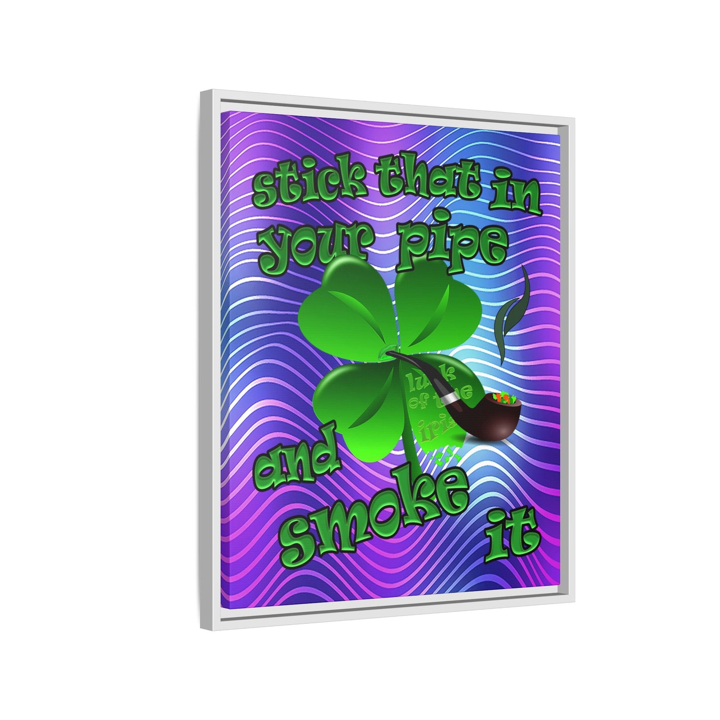 stick that in your pipe and smoke it - framed canvas art (purple wave)