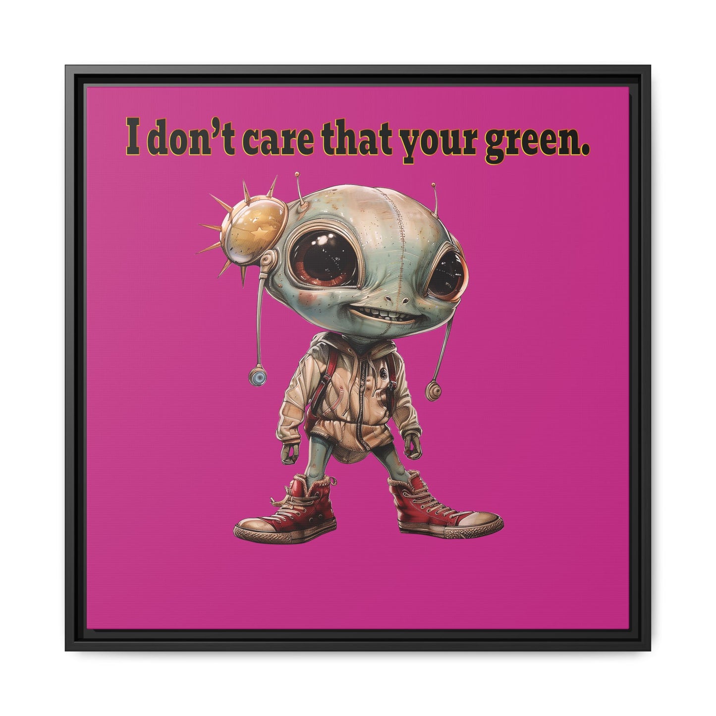 I don't care that your green - framed canvas art (pink)