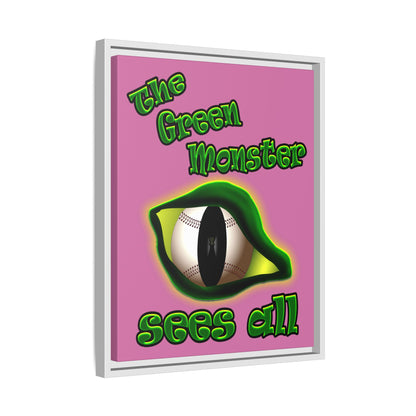 green monster - framed canvas art (light pink)