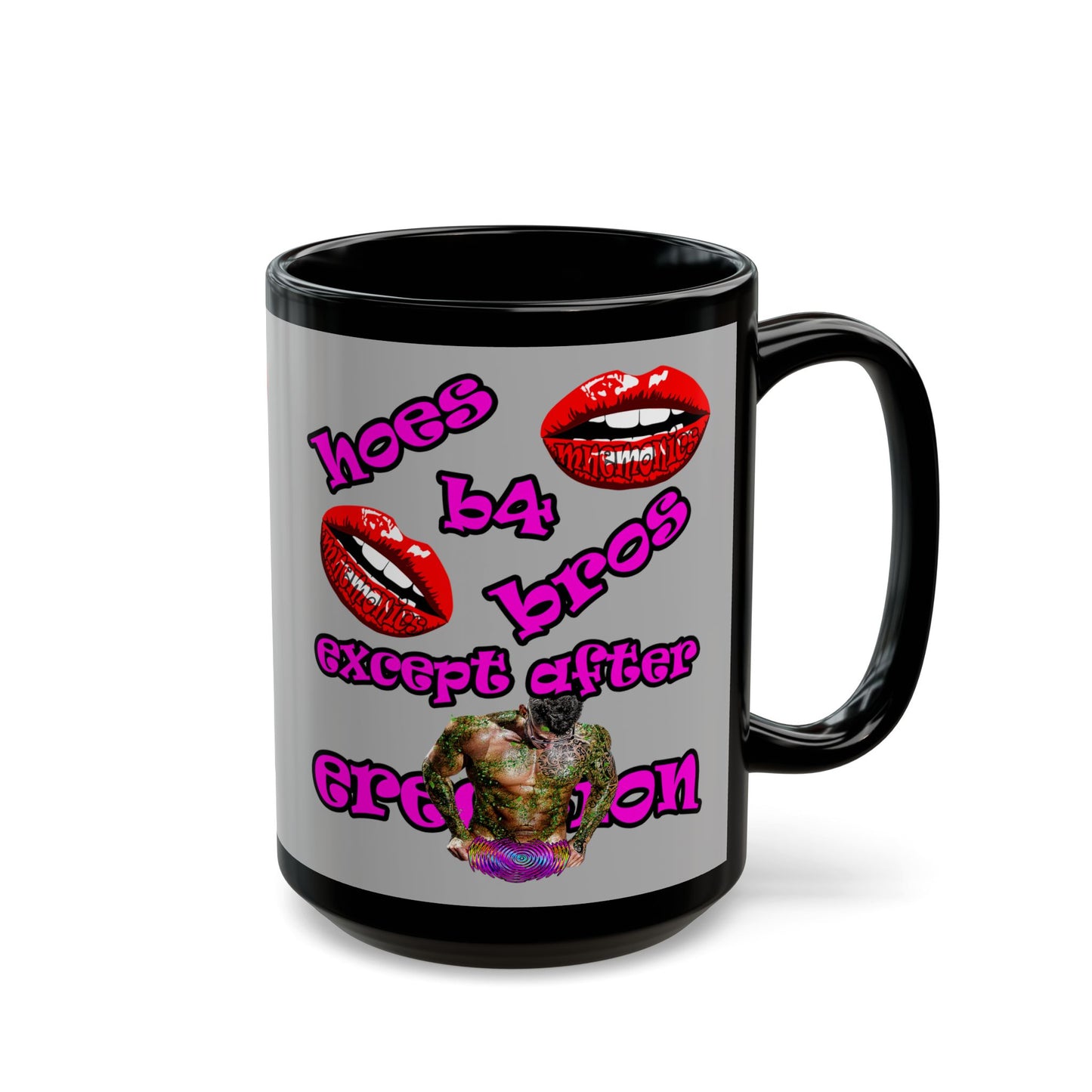 hoes b4 bros - Black Mug (light grey)