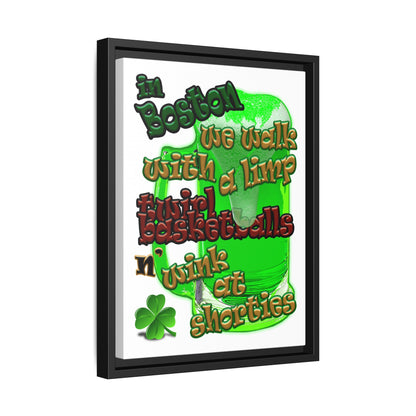 celtics logo - framed canvas art (white)