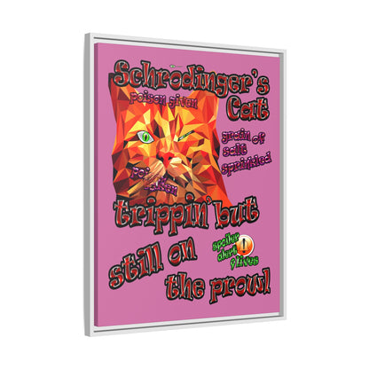 schrodinger's cat - framed canvas art (light pink)