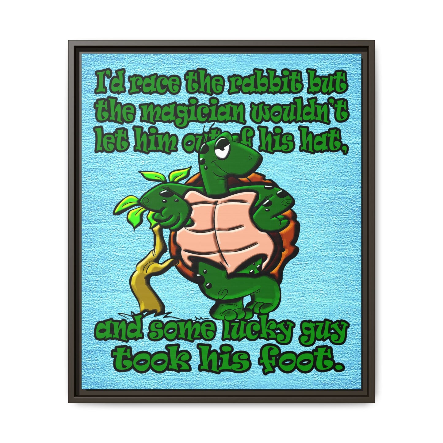 turtle race - framed canvas art (faded blue)