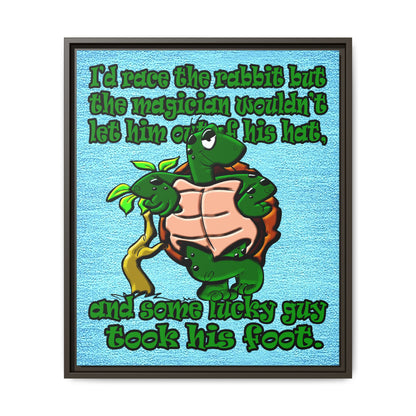 turtle race - framed canvas art (faded blue)